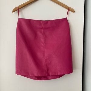 Pink vegan leather skirt